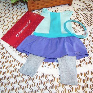 AMERICAN GIRL Color Block Dress W Leggings & Headband GREAT GIFT IDEA!
